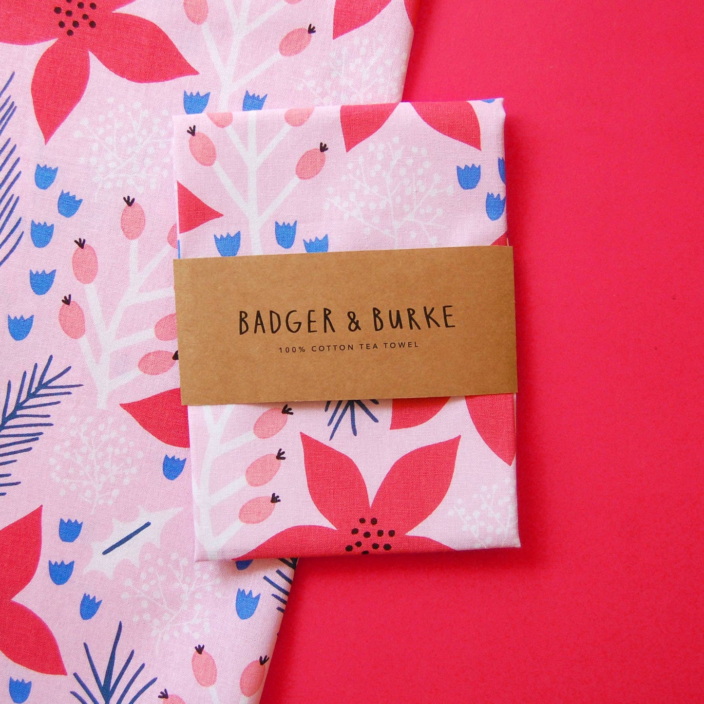 Badger & Burke - Poinsettia Holiday Tea Towel