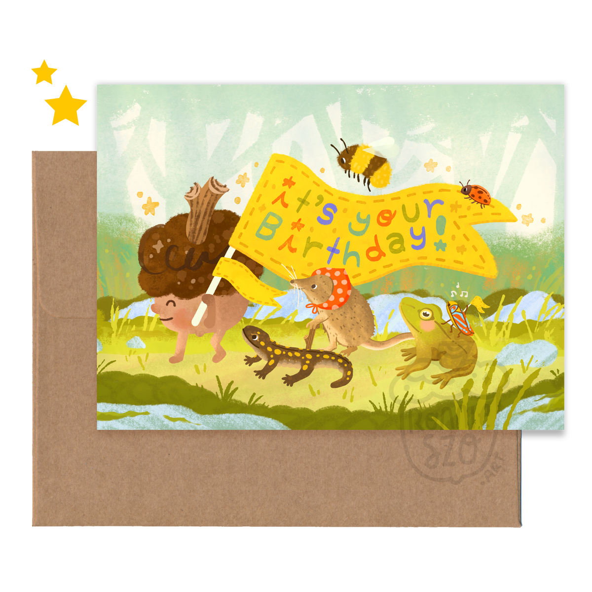 RonnieSzo Art - IT'S YOUR BIRTHDAY Critter March Card