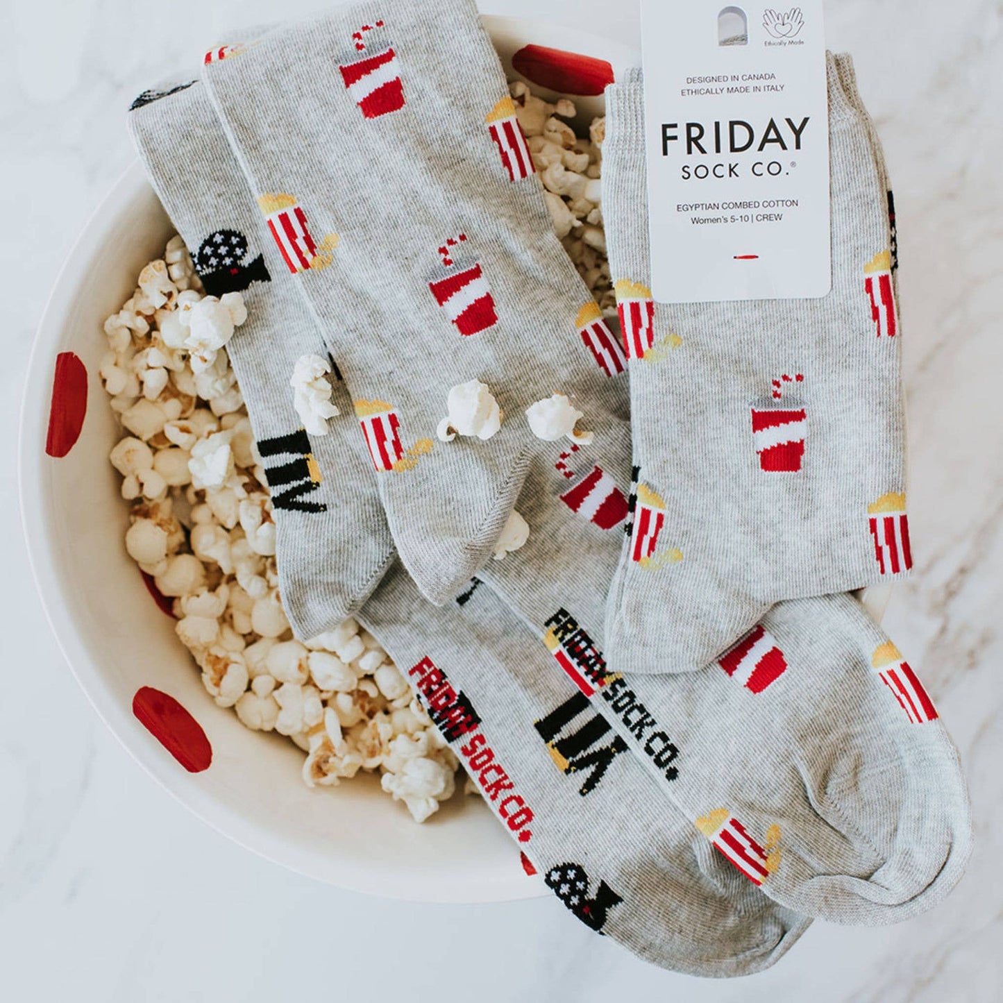 Friday Sock Co. - Women’s Socks | Movie Camera & Popcorn