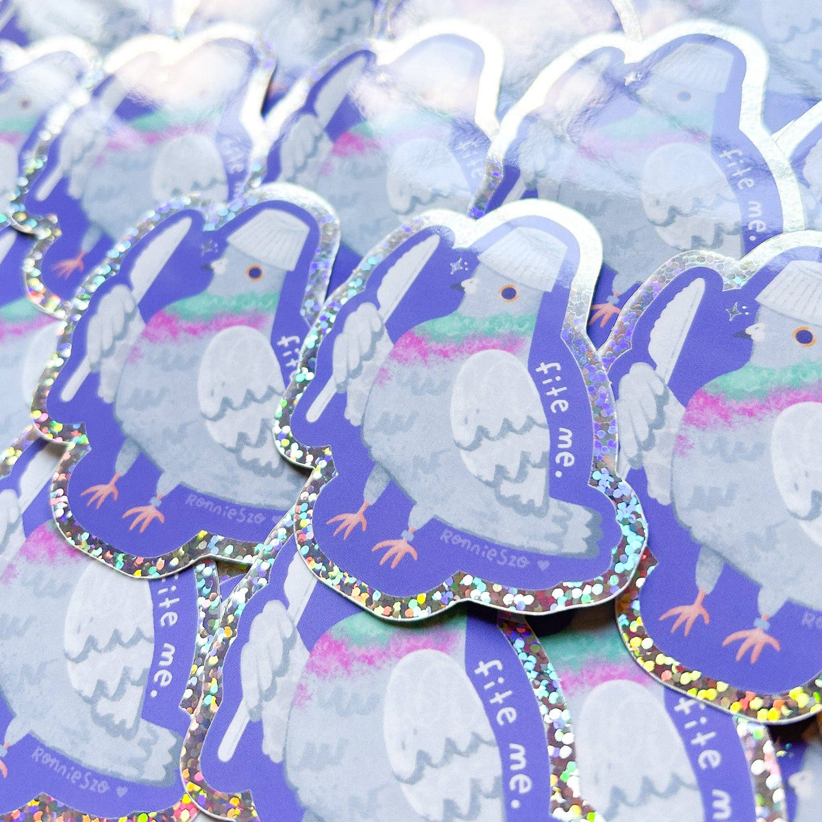 RonnieSzo Art - FIGHT ME PIGEON Glitter Sticker