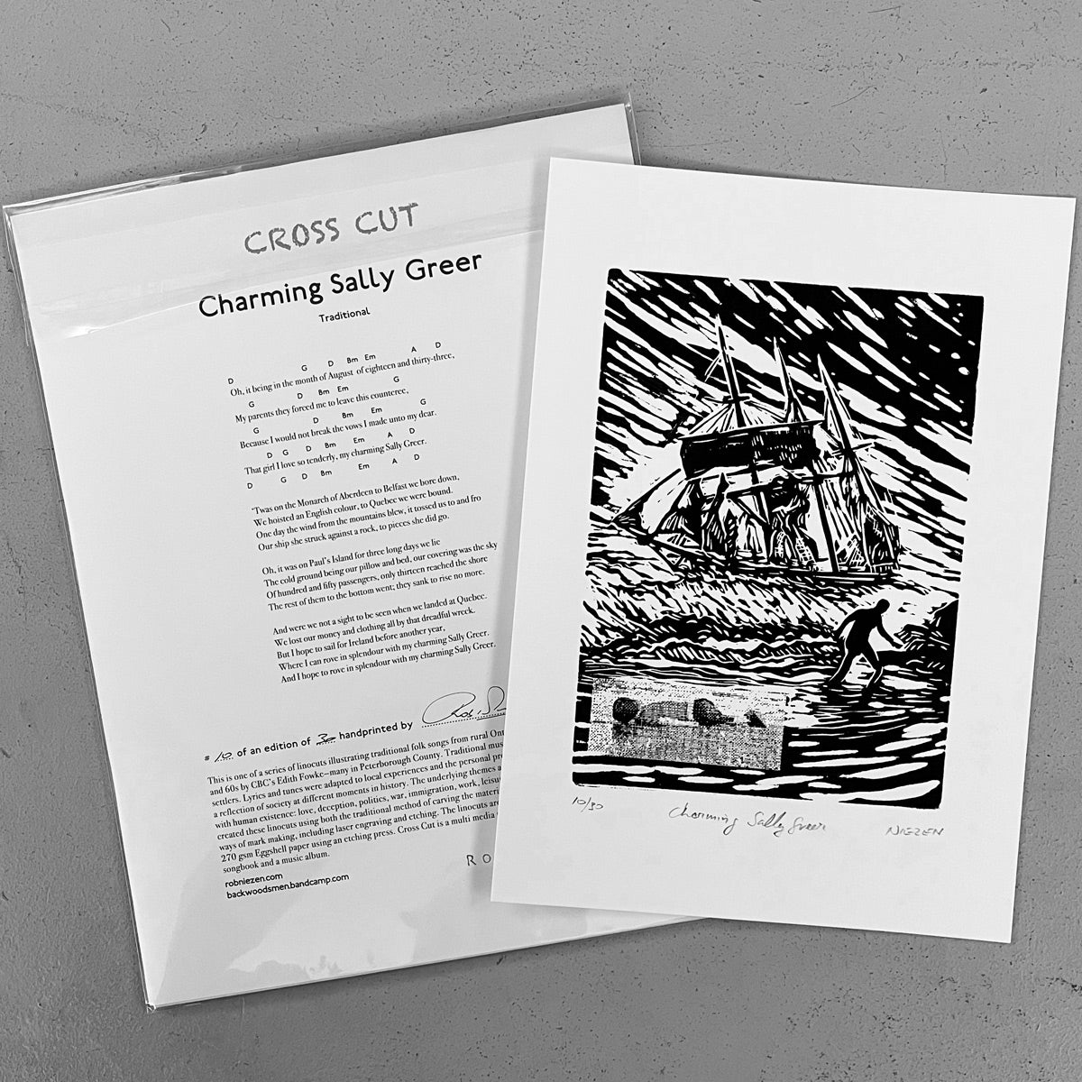 Charming Sally Greer linocut