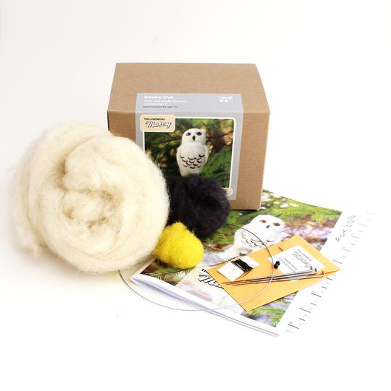 Lunenburg Makery - SNOWY OWL Needle Felting Kit