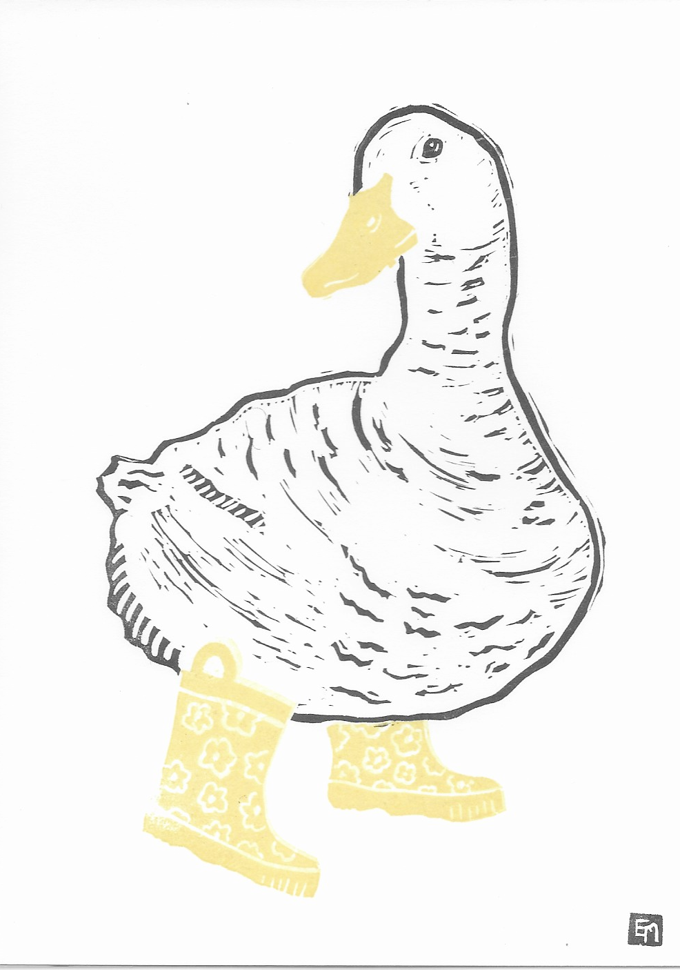 Ella Mollie - DUCKY BOOTS Linocut Print/Postcard