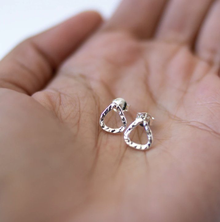 Feeding on Frost - Textured Triangle Studs (Sterling Silver)