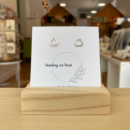 Feeding on Frost - Textured Triangle Studs (Sterling Silver)