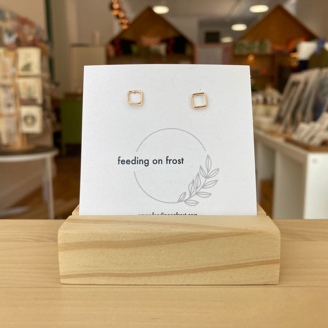 Feeding on Frost - Square Studs (14k Yellow Gold Filled)
