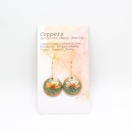 Coppers - Copper Penny Drop Earrings (Turquoise)