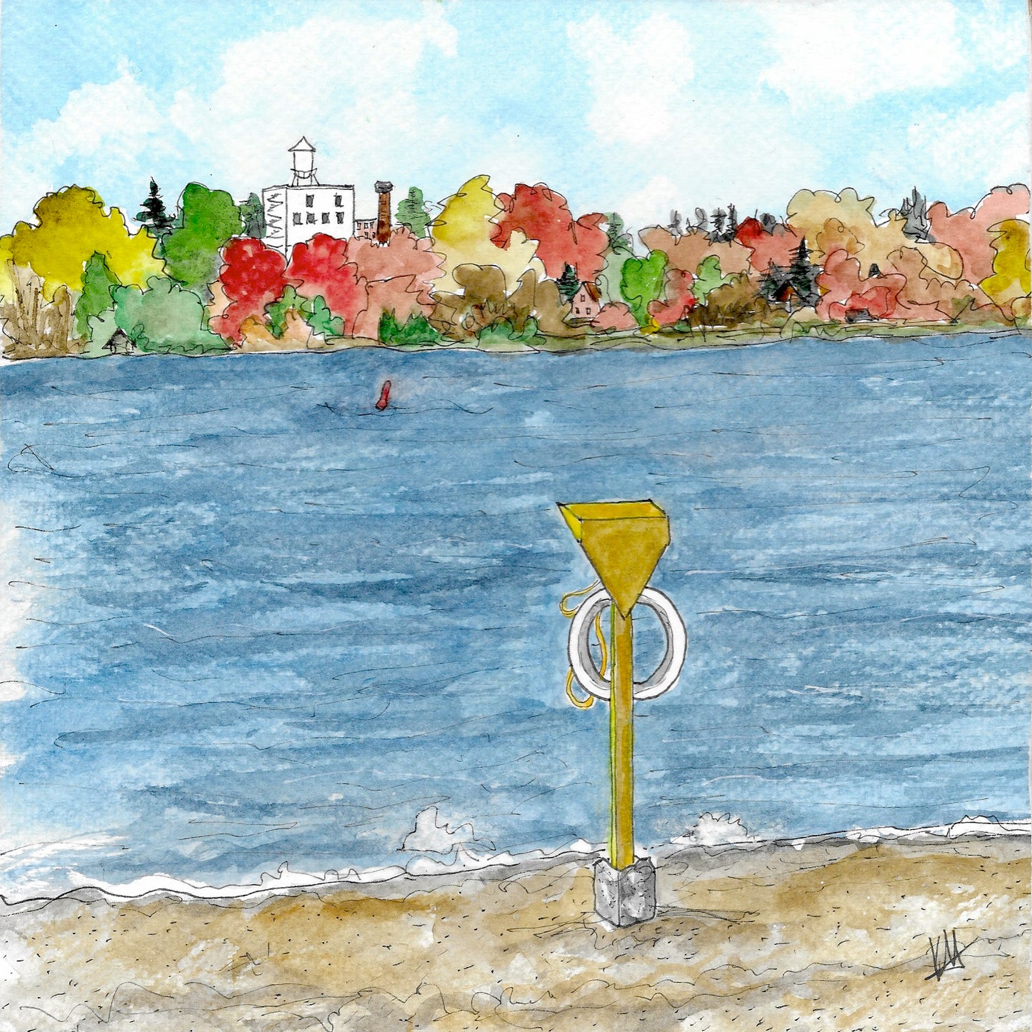 Karin McLean - THE QUAKER FROM BEAVERMEAD LIFEGUARD STAND (8" X 8")