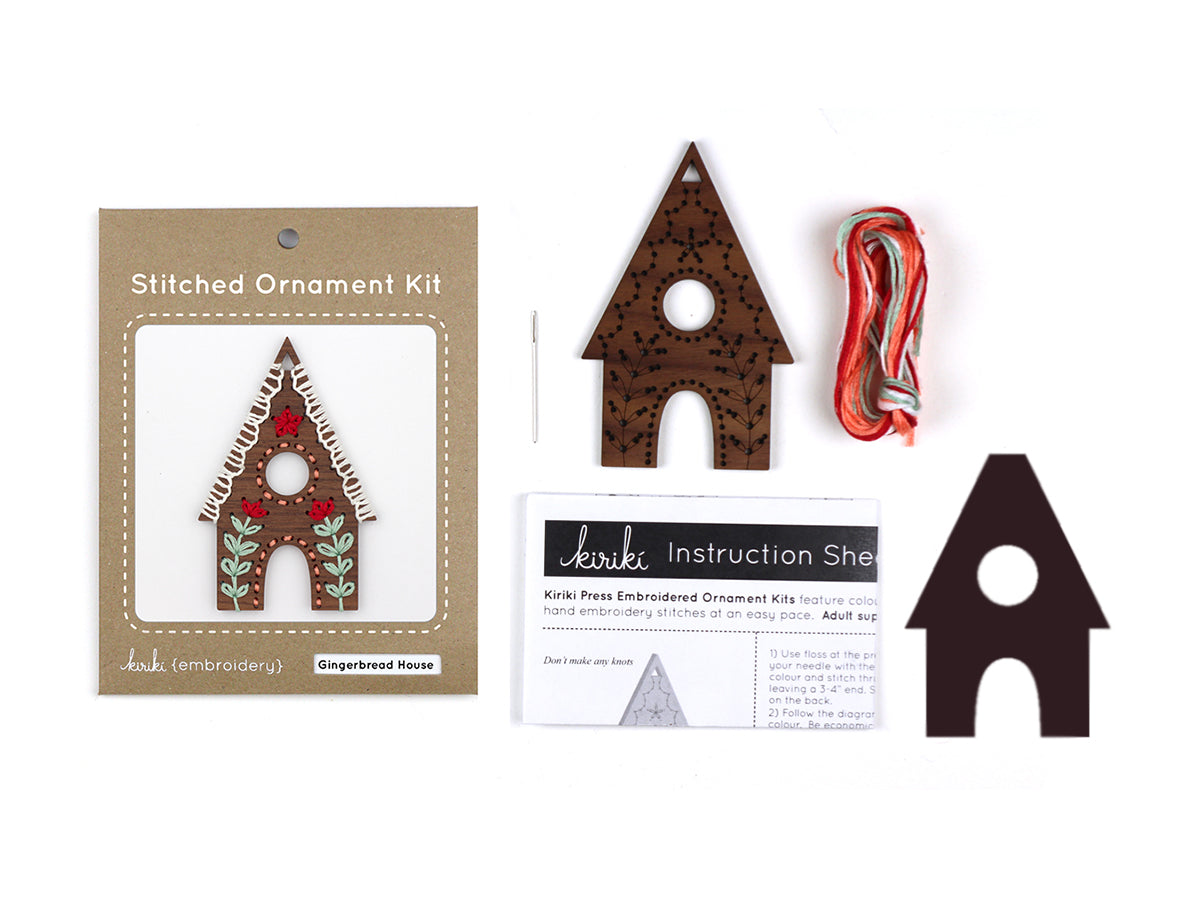 Kiriki Press - GINGERBREAD HOUSE Stitched Ornament Kit