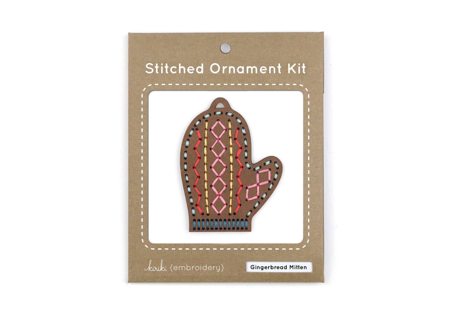 Kiriki Press - GINGERBREAD MITTEN Stitched Ornament Kit