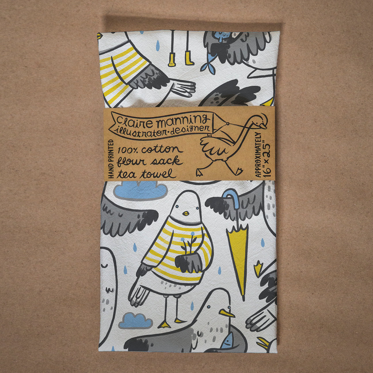 Claire Manning - STRIPEY SEAGULLS Flour Sack Tea Towel