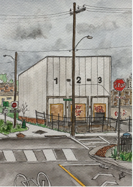 Karin McLean - TURN RIGHT AT THE RELIC Original Artwork (5" X 7")