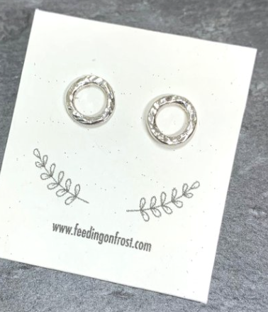 Sterling Silver textured circle Studs