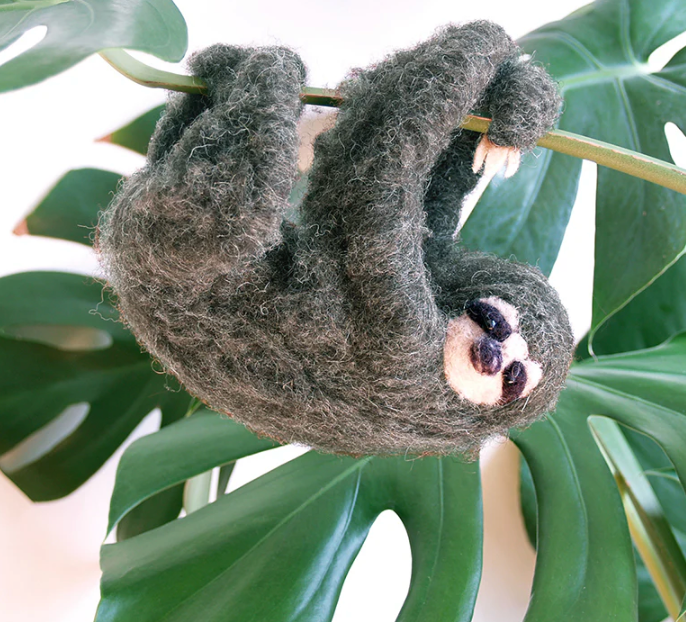 Lunenburg Makery - HANGING SLOTH Needle Felting Kit
