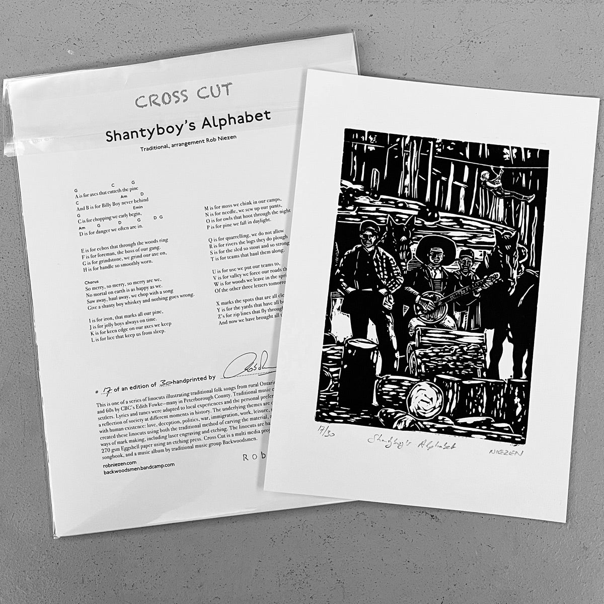 Shanty Boy's Alphabet linocut