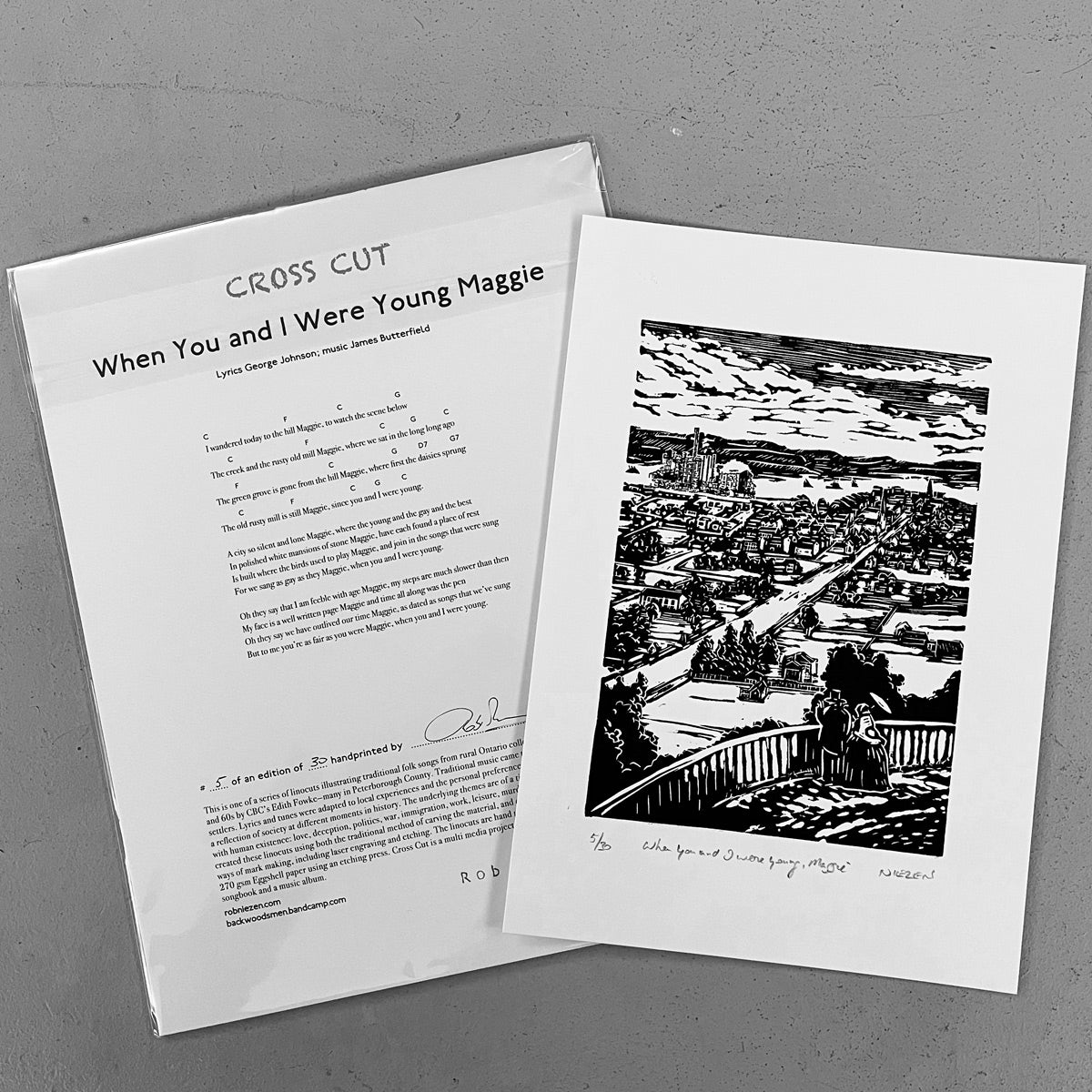 When You and I Were Young Maggie linocut