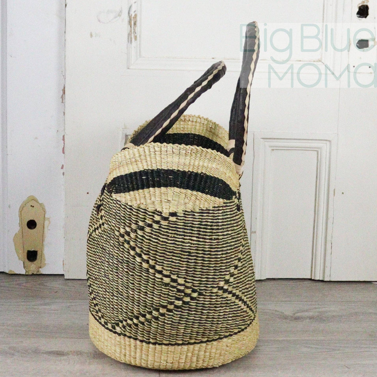 Big Blue Moma - Bolga Basket LARGE U SHOPPER (Natural Palette)