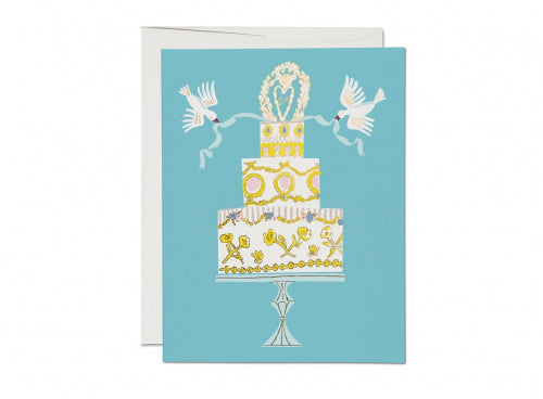 Red Cap Cards - LOVE CAKE Foil Wedding Card
