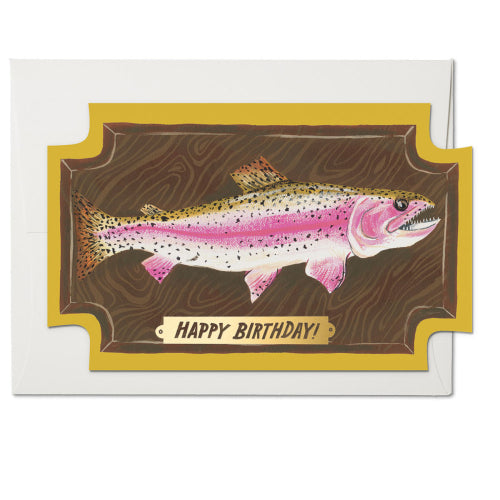 Red Cap Cards - MOUNTED FISH Die Cut Foil Birthday Card