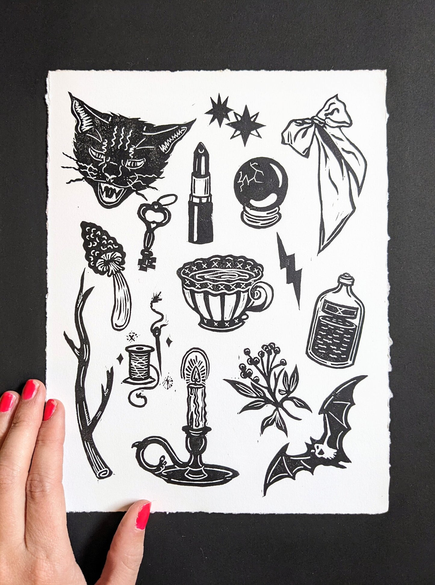 Sang'd Encre Studio - "Season Of The Witch" Linocut Print