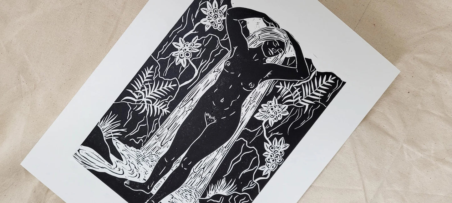 Erin Hollingshead - "Mother Nature" Linocut Print