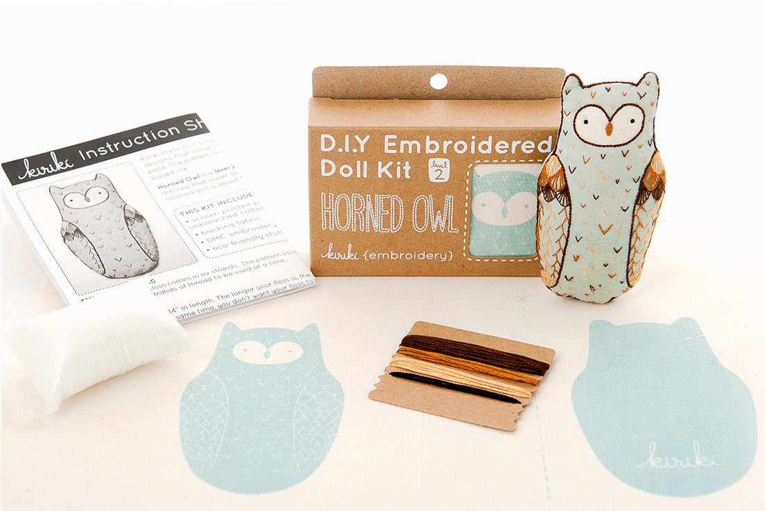 Kiriki Press - HORNED OWL Embroidery Kit (Level 2)