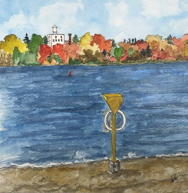 Karin McLean - THE QUAKER FROM BEAVERMEAD LIFEGUARD STAND (8" X 8")