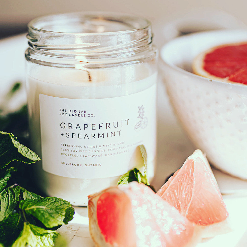 Old Jar Candle Co. - GRAPEFRUIT + SPEARMINT Soy Candle