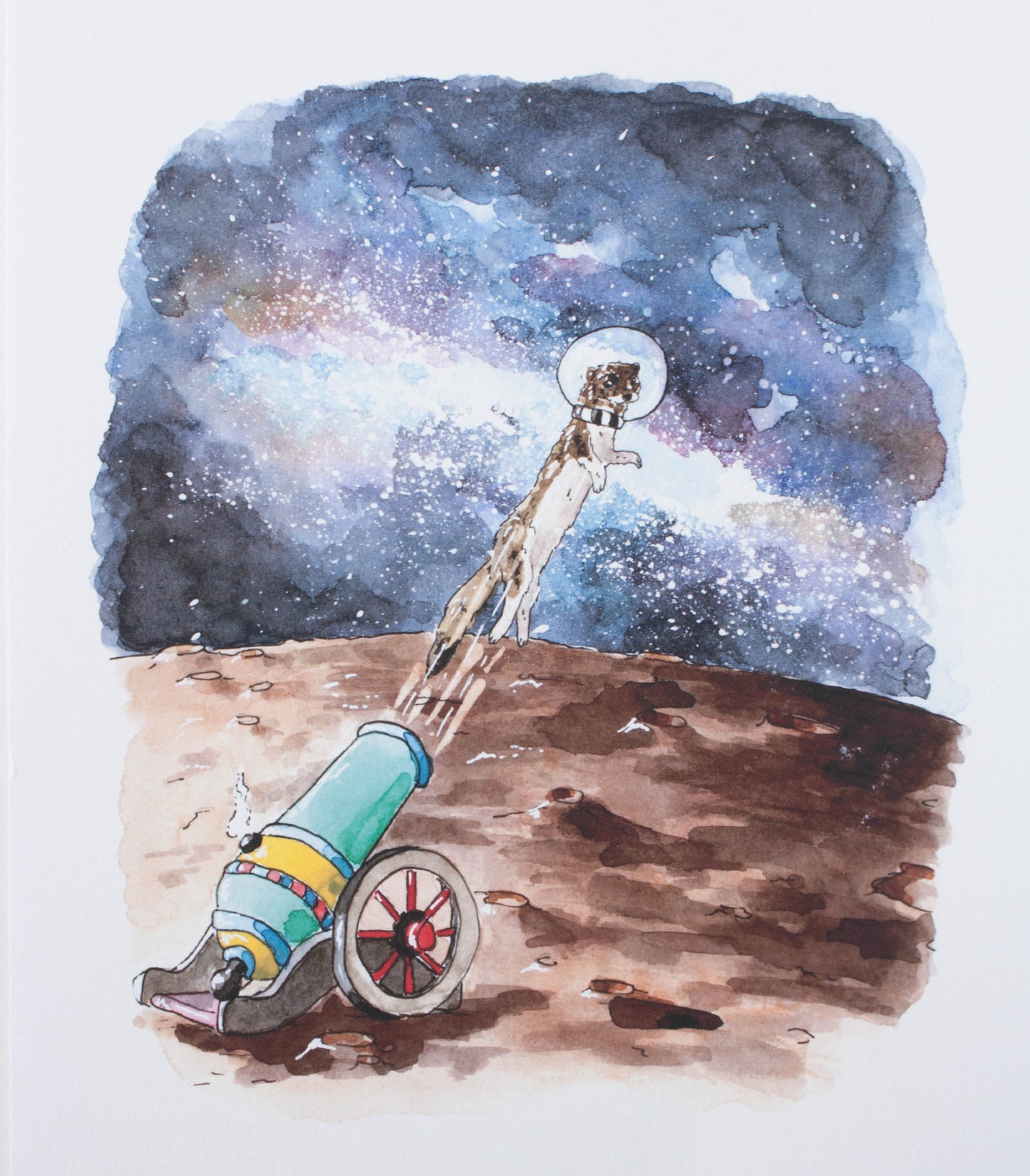 Critter Co. - CIRCUS ASTRONAUT WEASEL Print (8" X 10")