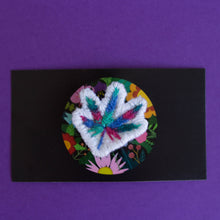 cannabis leaf - embroidered brooch