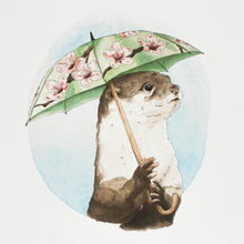 otter with umbrella 8x10 print
