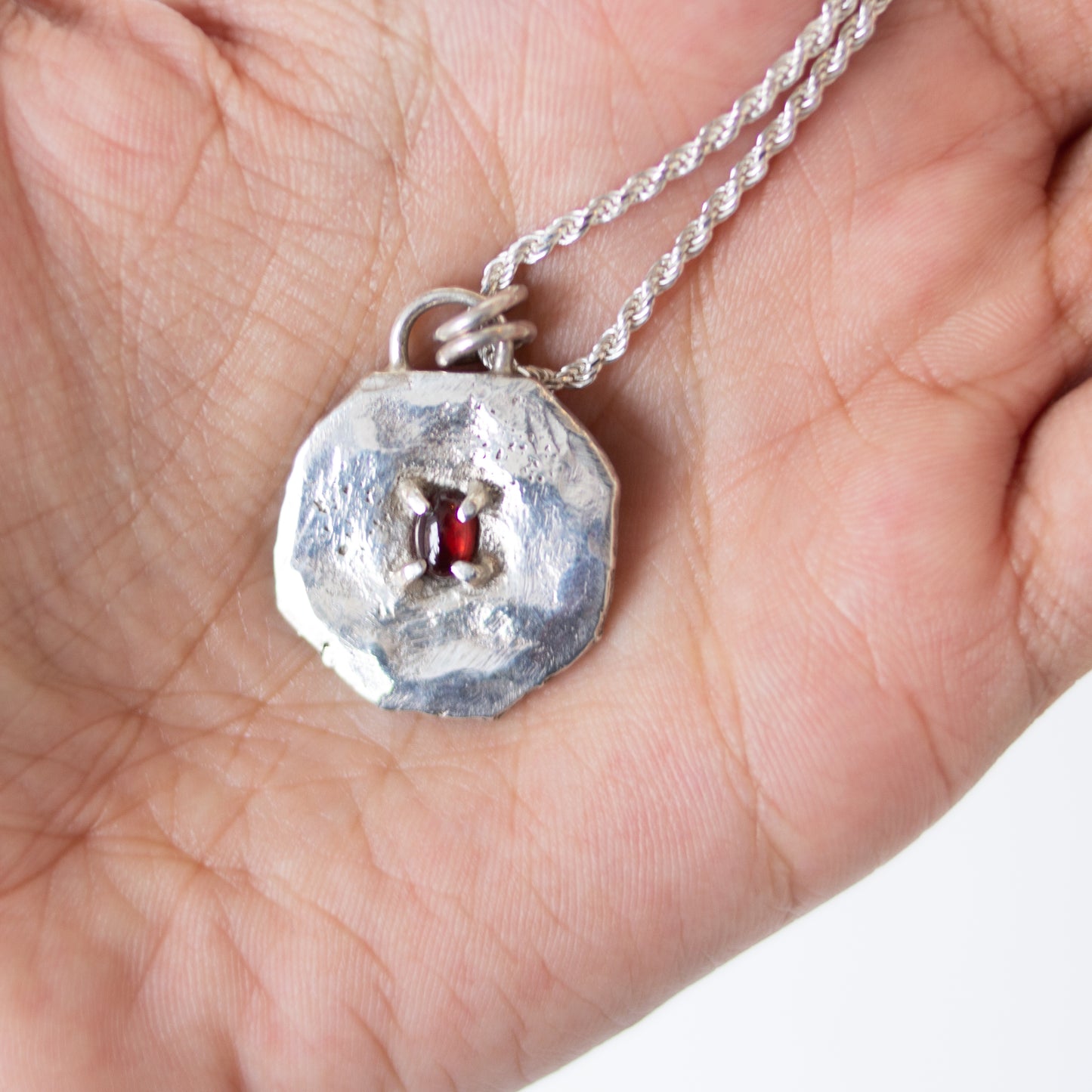 The Inspired I - Garnet Shield Necklace
