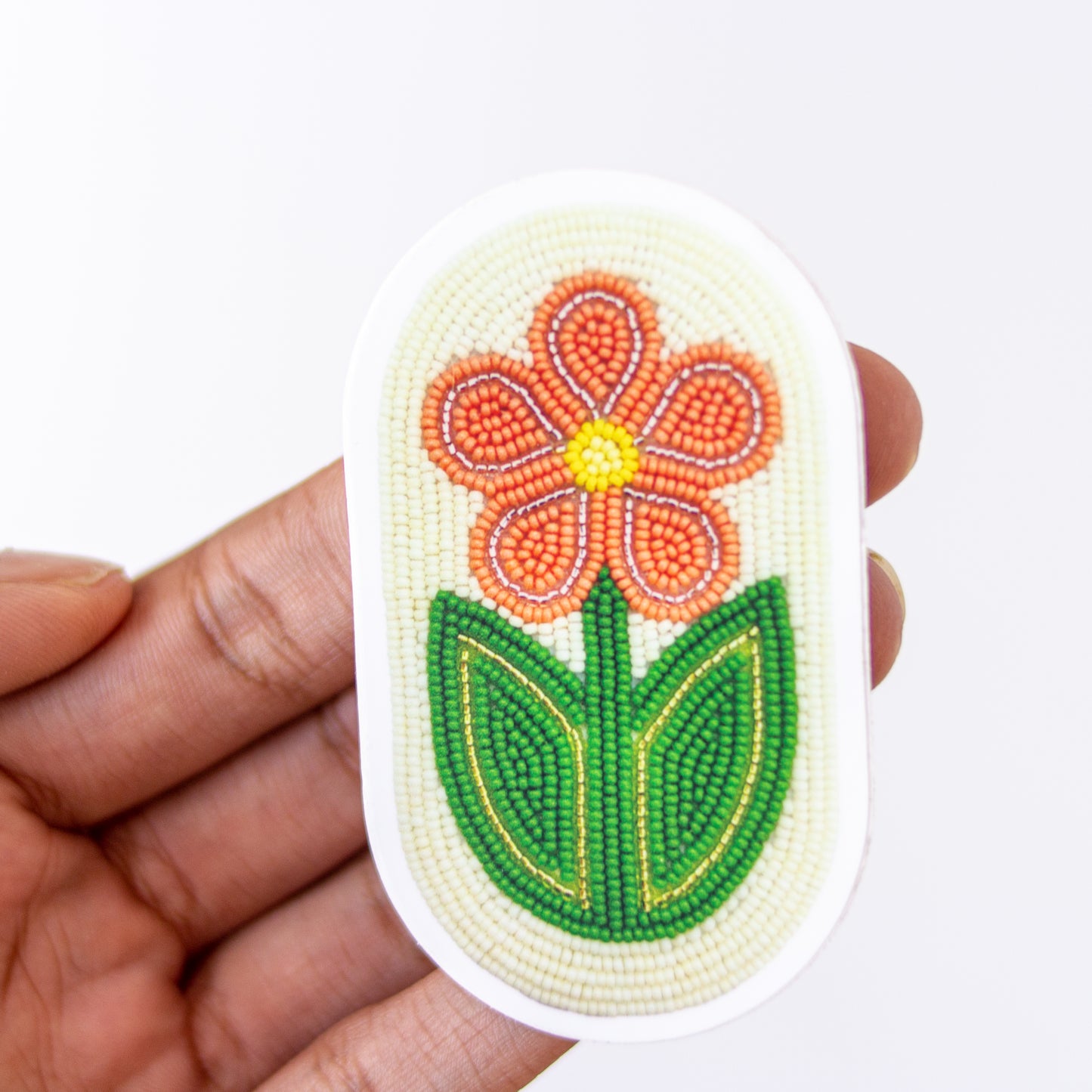 Cedarlife - Oval w/ Flower Beadwork Stickers