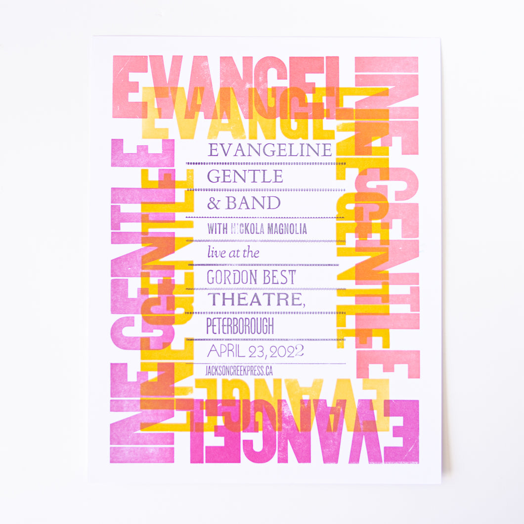 Evangeline Gentle - letterpress print, 11 X 14