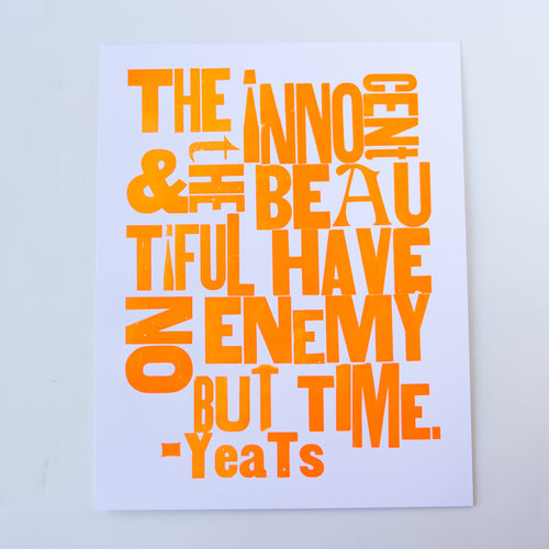 the innocent and beautiful - broadside letterpress print 11 x 14