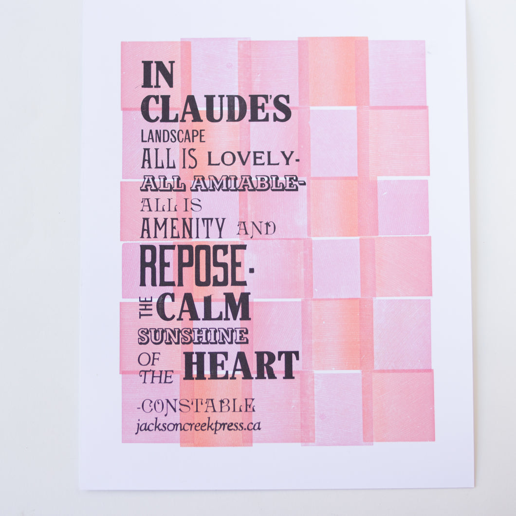 Jackson Creek Press - IN CLAUDE'S GARDEN Letterpress Print