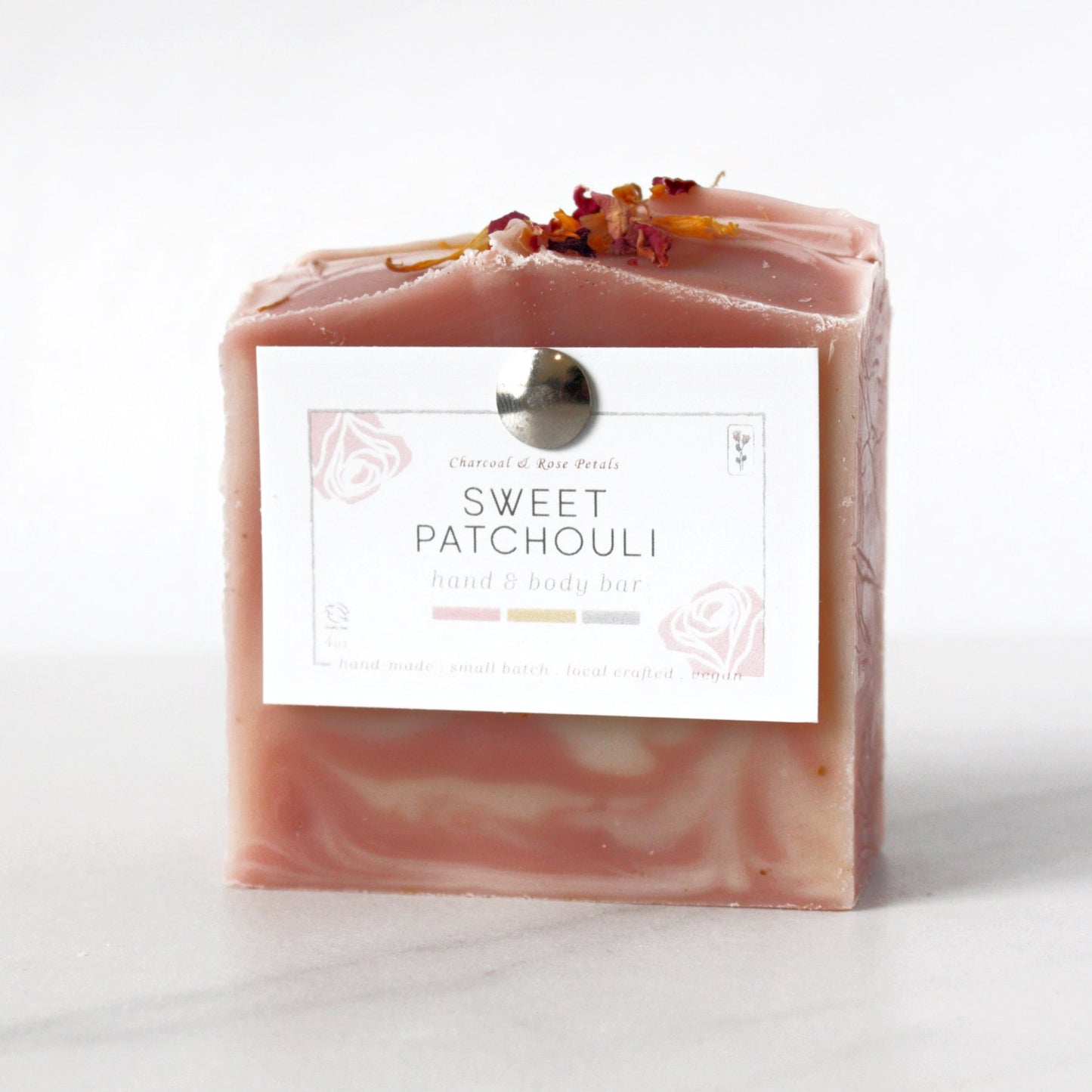 Charcoal and Rose Petals - SWEET PATCHOULI Bar Soap