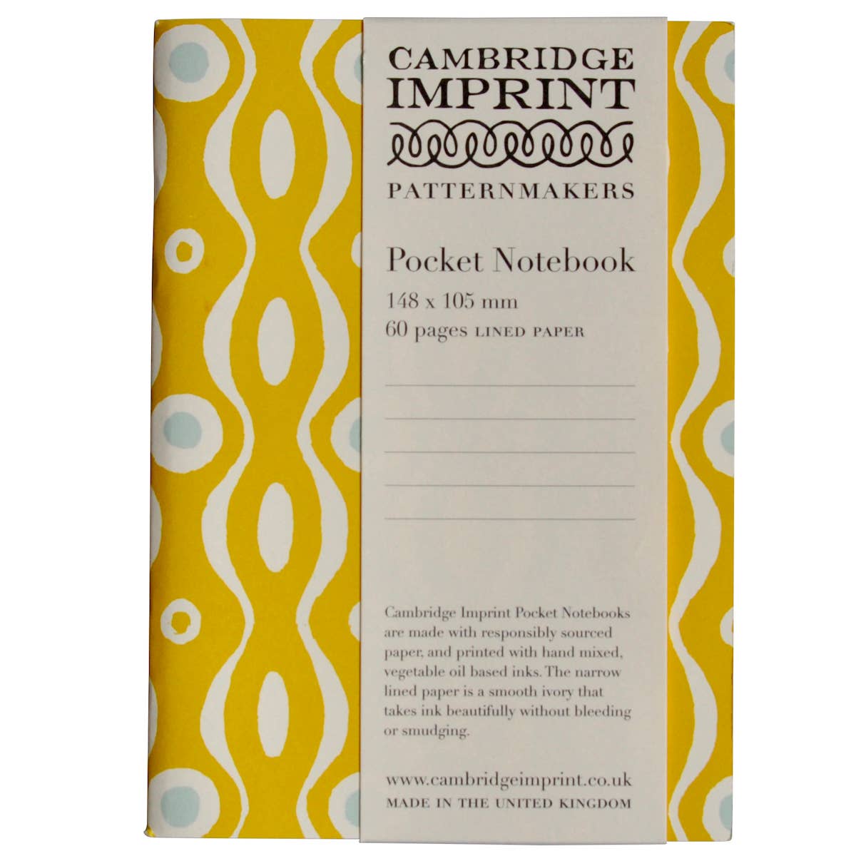 Cambridge Imprint - Pocket Notebook Persephone Mustard and Pale Turquoise