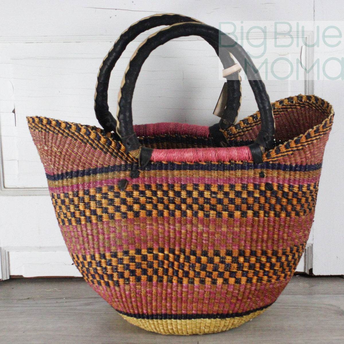 Big Blue Moma - Bolga Basket LARGE U SHOPPER (Variety of Colours)