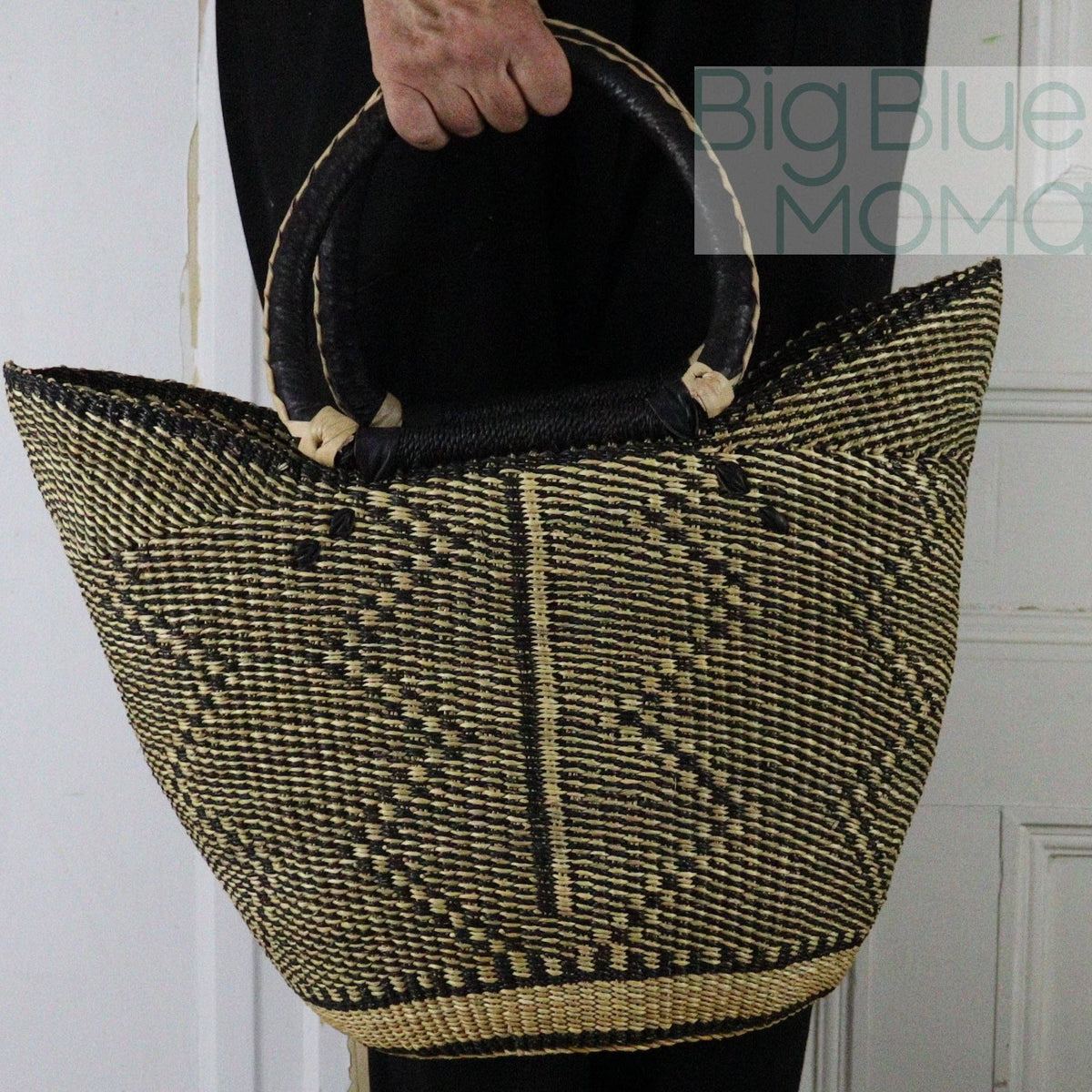 Big Blue Moma - Bolga Basket LARGE U SHOPPER (Natural Palette)