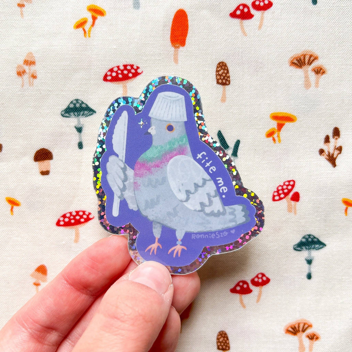 RonnieSzo Art - FIGHT ME PIGEON Glitter Sticker