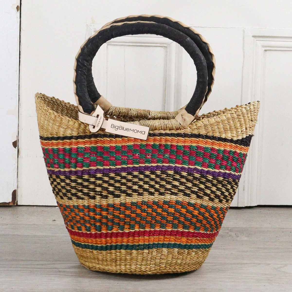Big Blue Moma - Bolga Basket SMALL U SHOPPER (Variety of Colours)
