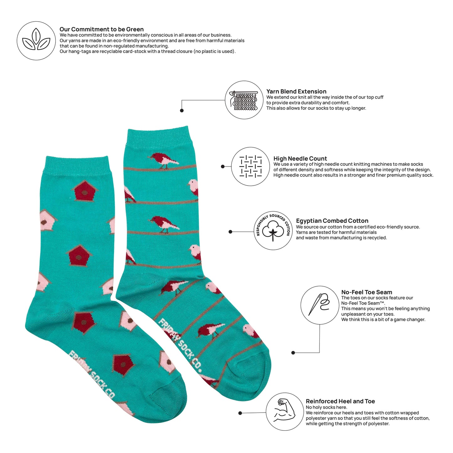 Friday Sock Co. - Women's Socks Birds & Birdhouse