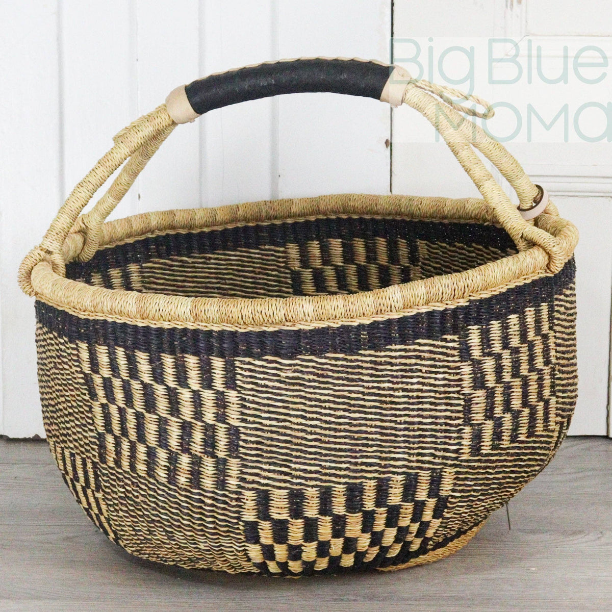 Big Blue Moma - Bolga Basket LARGE ROUND (Natural Palette)