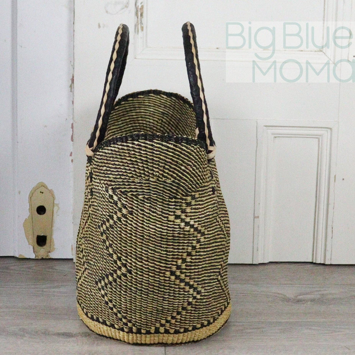 Big Blue Moma - Bolga Basket LARGE U SHOPPER (Natural Palette)