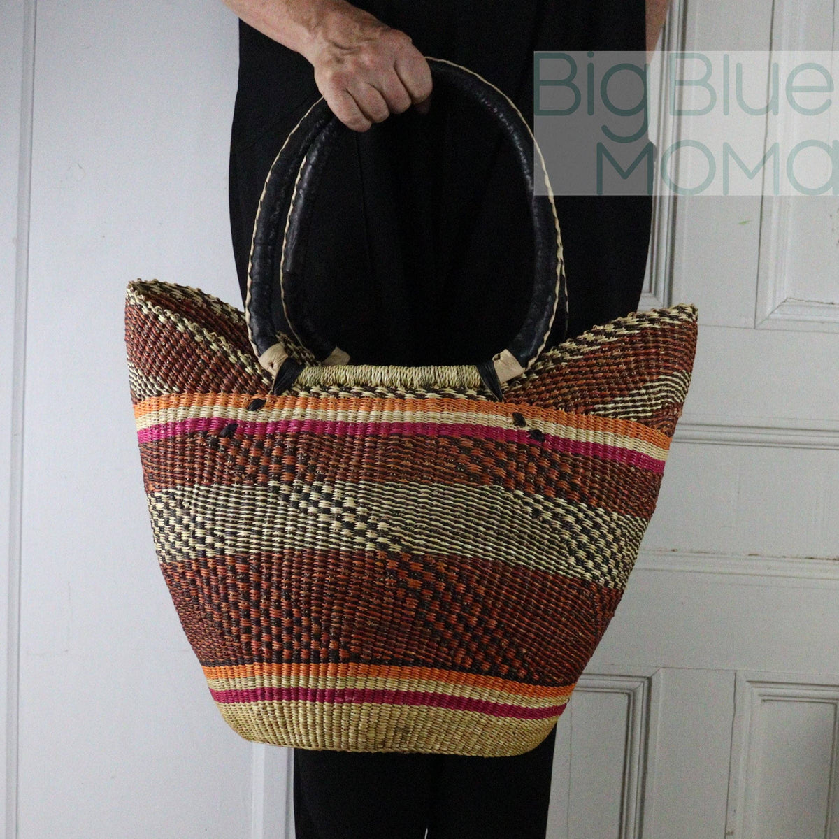 Big Blue Moma - Bolga Basket SHOULDER SHOPPER (Variety of Colours)