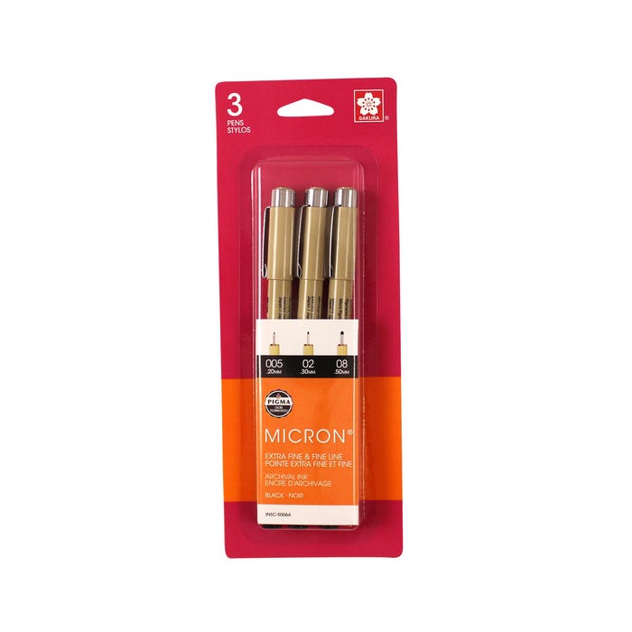 SAKURA - PIGMA Micron Pen Set (Black) 3 Pack - 005, 02, 08