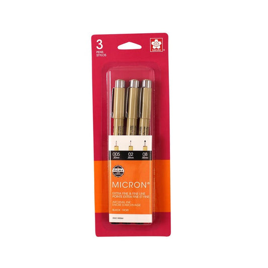 SAKURA - PIGMA Micron Pen Set (Black) 3 Pack - 005, 02, 08