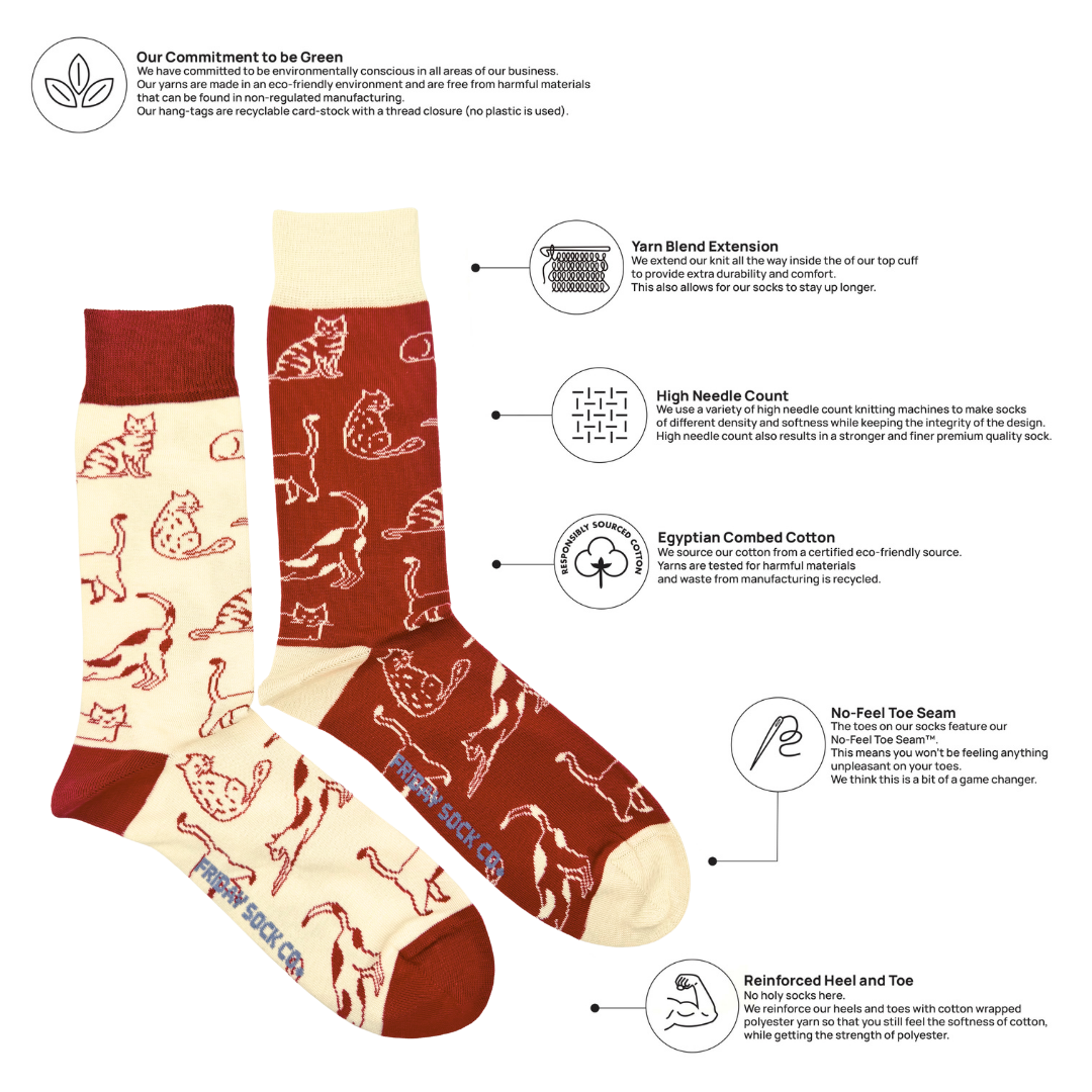 Friday Sock Co. - Men's Cats This Did Good Mismatched Socks