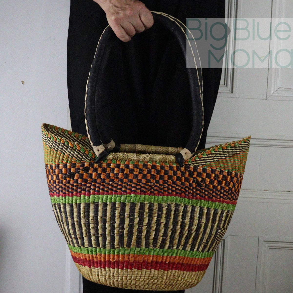Big Blue Moma - Bolga Basket SHOULDER SHOPPER (Variety of Colours)